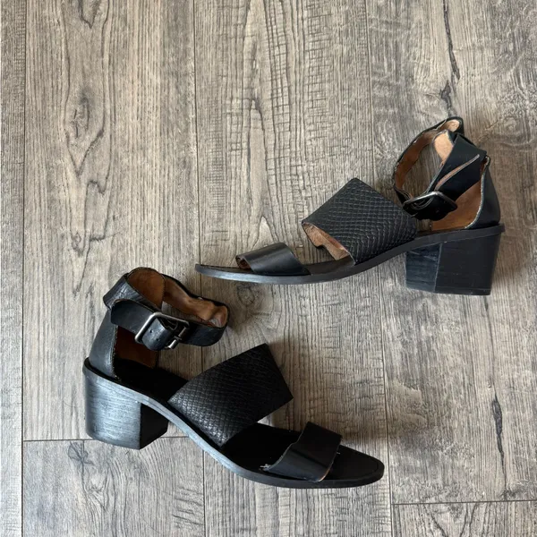 Madewell The Warren Block Heel- Black Leather- Size 7 - Image 5