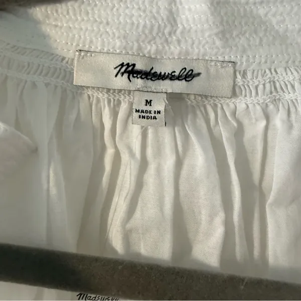 Madewell Shirred Long-Sleeve Top in Eyelet White Size Medium NWT - Image 8