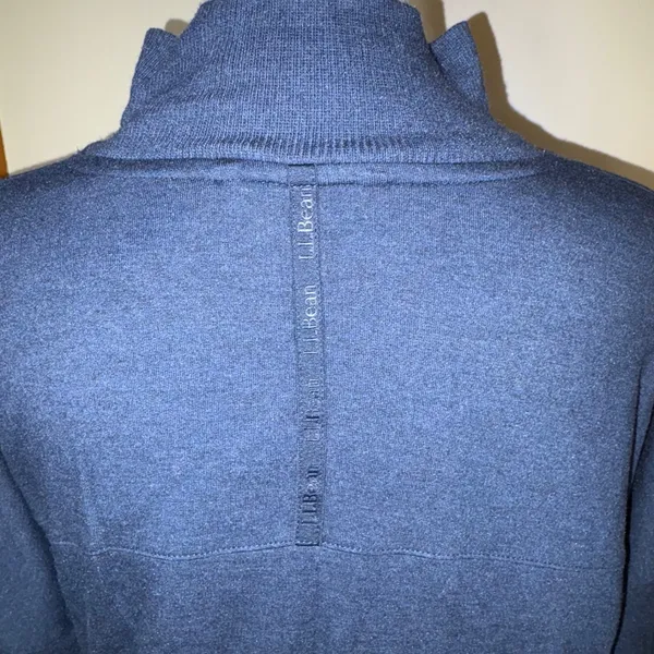 LL Bean Womens SoftFlex Blue Mock Neck Pullover Long Sleeve Thumb Hole Tunic Top - Image 4