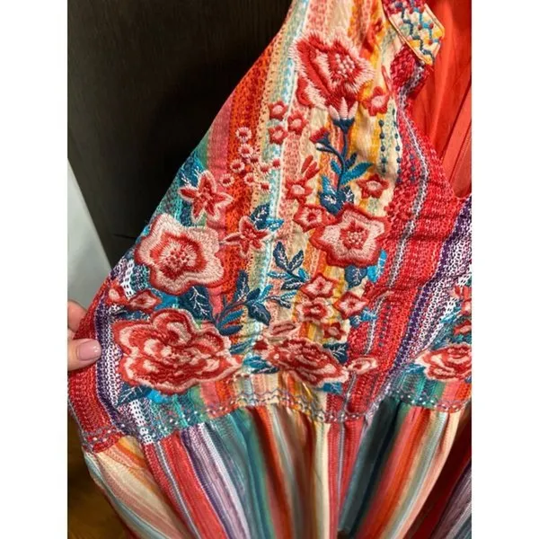 Savannah Jane Dress Embroidered Floral Womens 2XL Pink Rodeo Queen Lined Summer - Image 3