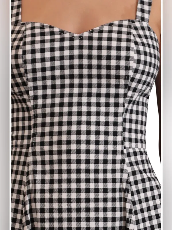 NWT Avec Les Filles Gingham Check Fit and Flare Sweetheart Dress - Image 3