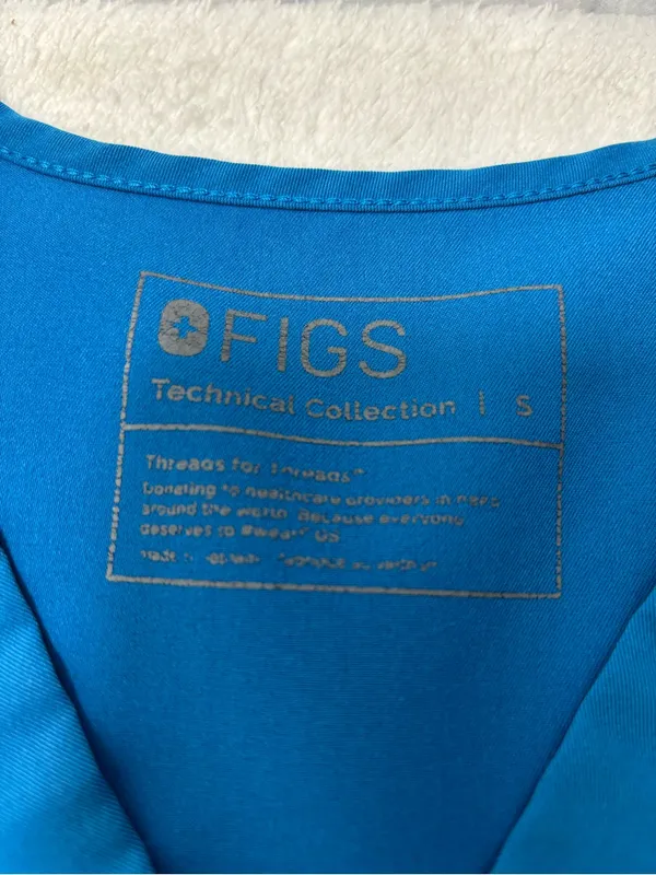 Figs‎ Blue  V-Neck Short Sleeve Scrub Top size S - Image 4