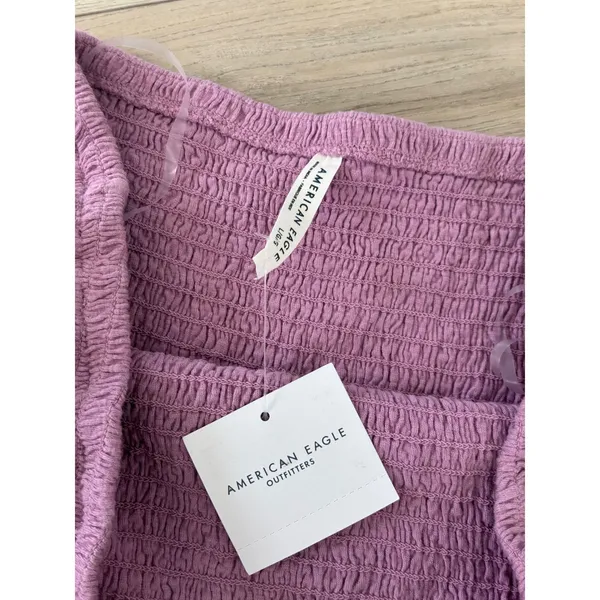 American Eagle Smocked Jumpsuit strapless Purple Mauve L NWT - Image 4