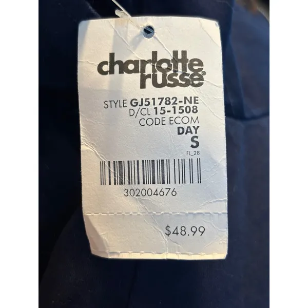 Charlotte Russe Miss London Navy Blue Faux Fur Hood Toggle Parka Jacket Sm NEW - Image 4