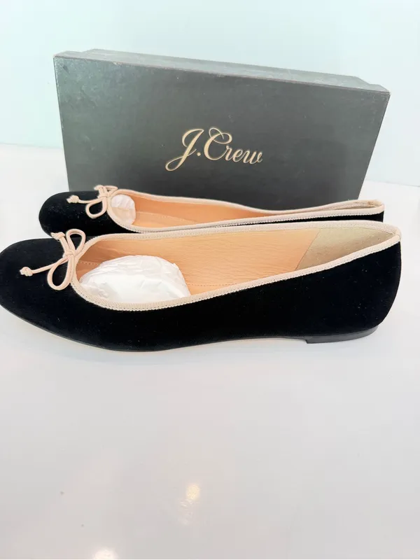 New J.Crew Lily Velvet Ballet Flats Sz 11 Black Preppy Classic J Crew Shoes - Image 3