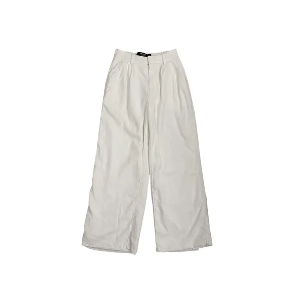 Hollister Livvy Wide Leg White Linen Blend Baggy High Rise Pants Size XS - Image 2