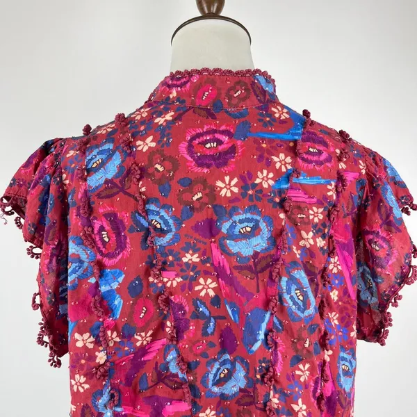 NWOT Farm Rio Cotton Floral Birds Blouse Size S - Image 4