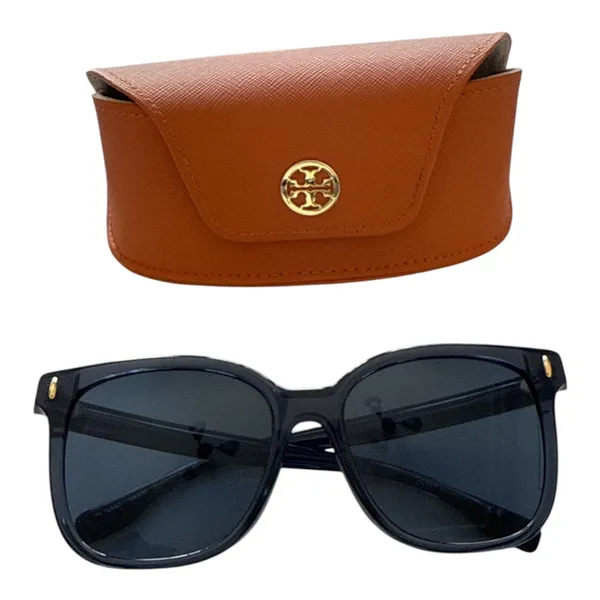 Tory Burch TY7162 Black Square Sunglasses with Gold Logo and Orange Case - Image 3