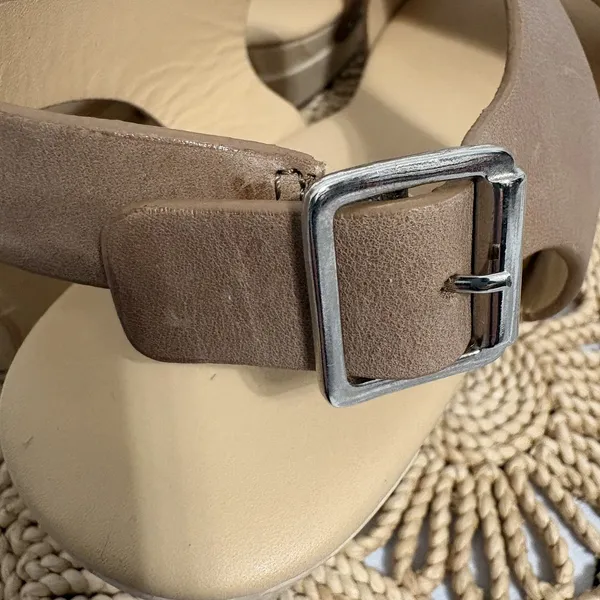 Nisolo All Day Open Toe Clog Sandals Almond Brown Leather Platform Shoes Size 9 - Image 3