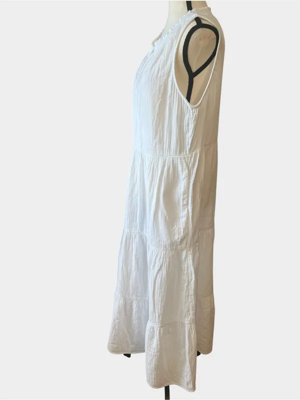 NWT Boden Double Cloth Tiered Maxi Dress White Cotton 8P Medium D0911 - Image 7