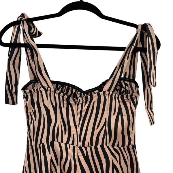 Urban Outfitters Lioness Woman Like Me Tie‎ Jumpsuit Zebra Print Size Small - Image 9