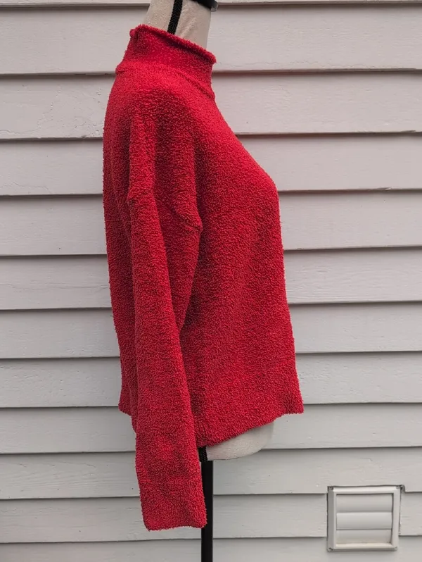 Sincerly Jules Fuzzy Turtle Neck Sweater Red - Image 3
