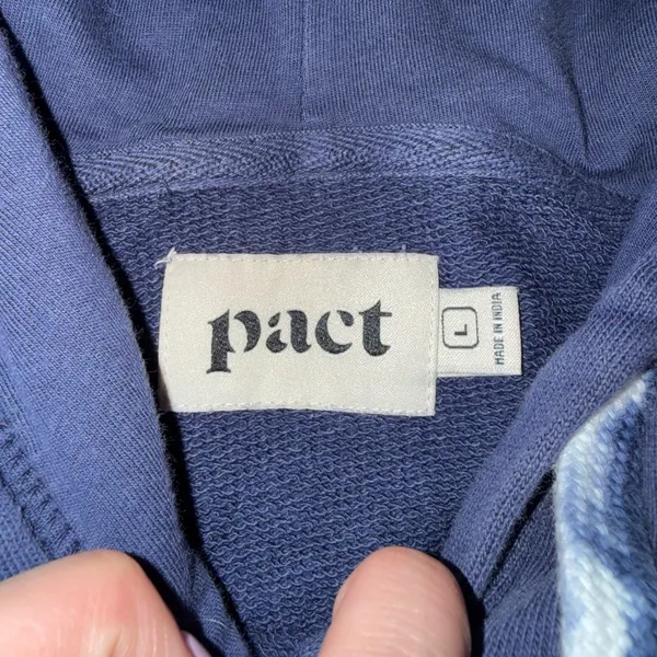 Pact Hoodie Women Large Blue Good‎ Organic Cotton Cropped French Terry Pullover - Image 2