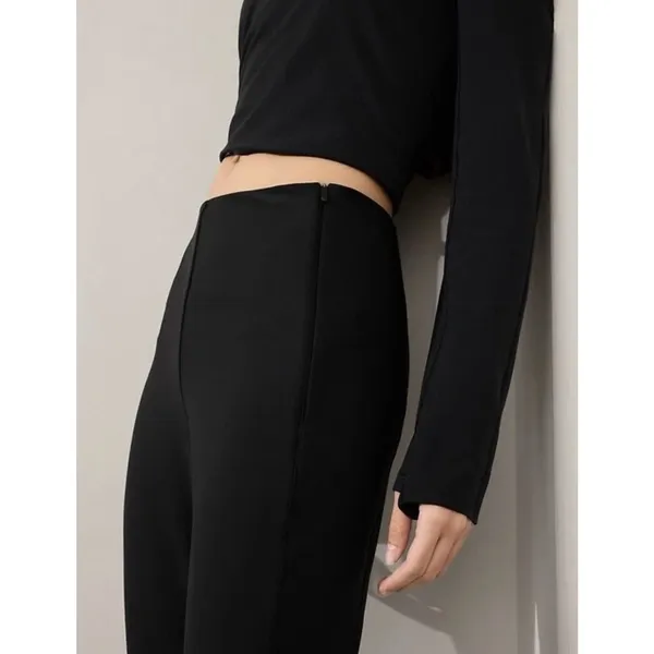 Athleta Move Easy Split Hem Pants Womens 14 Petite Short Black Flare athleisure - Image 3