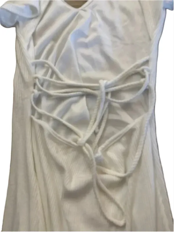 NEW LE LIS short sleeve collared midi dress in ivory S NWT - Image 4