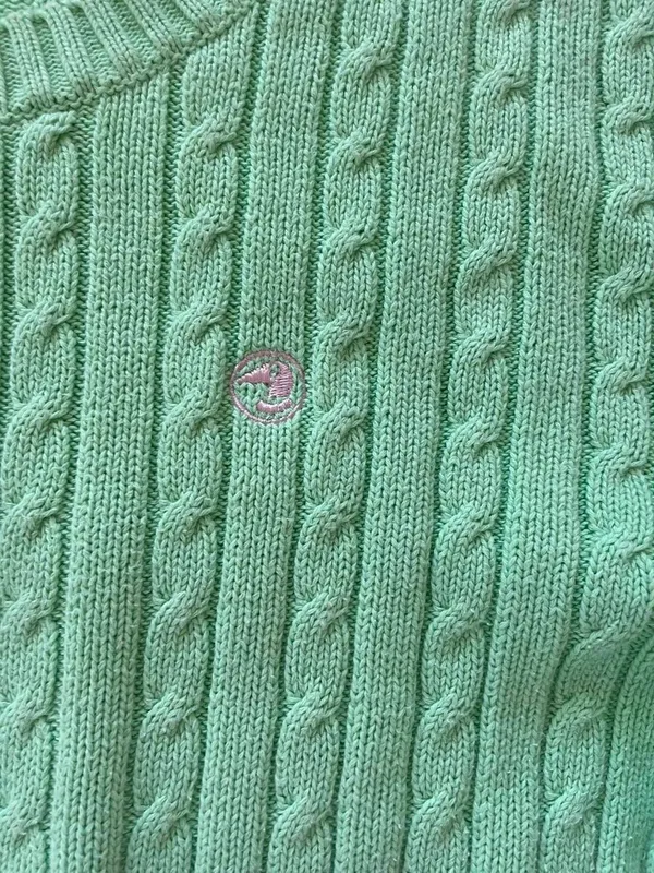 Mint green cable knit sweater size M by Duck Head - Image 5