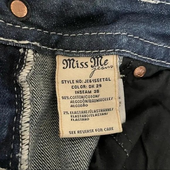 Miss Me Jeans FDL Easy Straight Dark Wash Rhinestone Bling Pockets Size 26 | 2 - Image 13