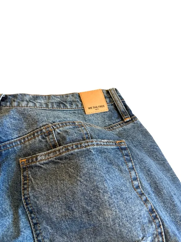 We The Free People Wide Leg Loose Fit Jeans Distressed Crvy Size 35 Women's - Image 9