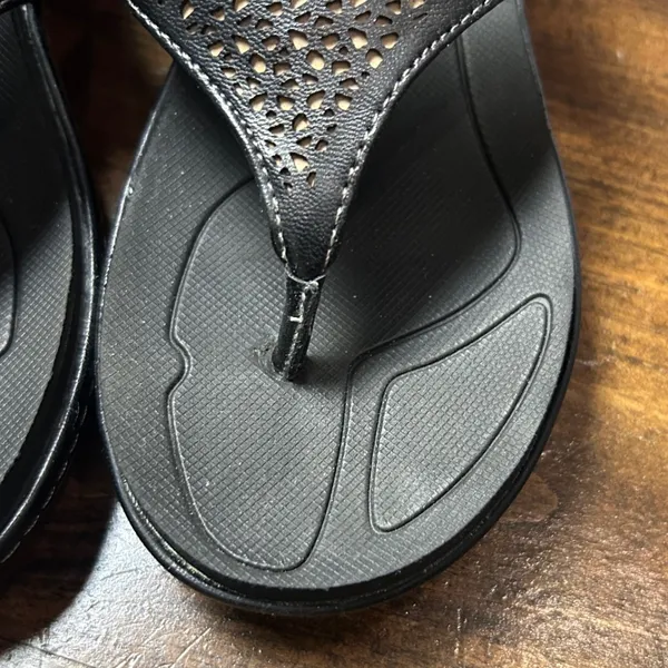 Dr. Scholl's Wedge Sandals 9 Black Advanced Comfort Summer Shoes Orthopedic - Image 6