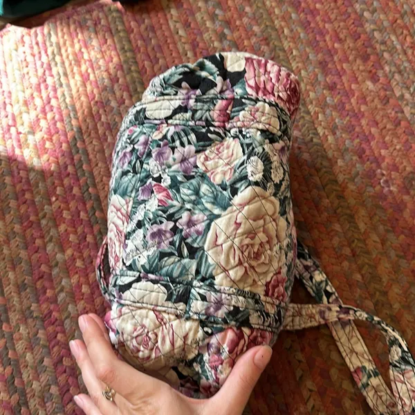 80s VTG ROSE QUILTED MINI TRAVEL DUFFLE BAG MAKE UP TOILETRY - Image 6