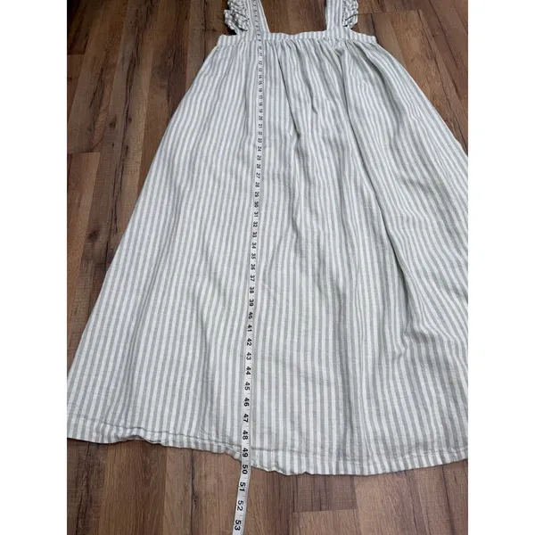 A New Day Linen Blend Striped Ruffle Sleeve Midi Dress‎ Size L - Image 7