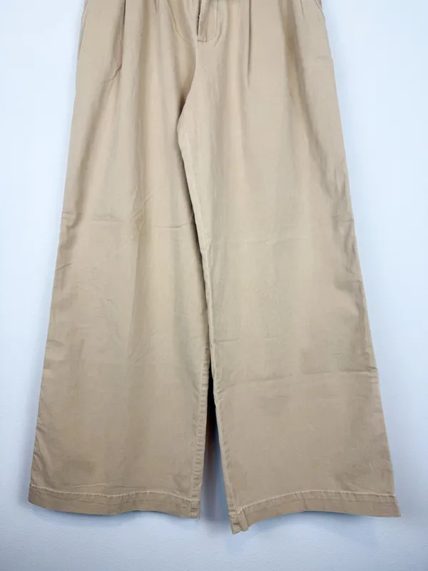 NWT LOFT Wide Leg Loose Fit Pleated Poplin Trouser Pant Tan Size Small - Image 4