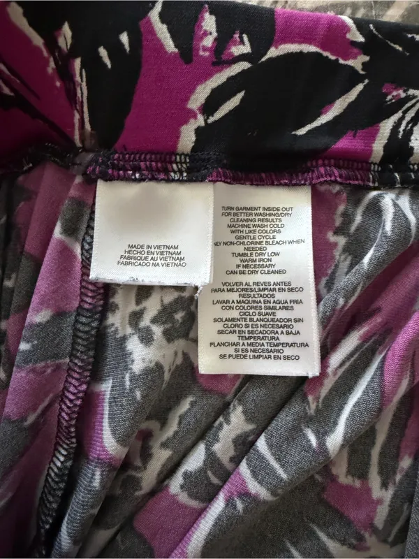Black Label Evan Picone Floral Maxi Skirt Large Pink Slinky Stretch Resort Wear - Image 4