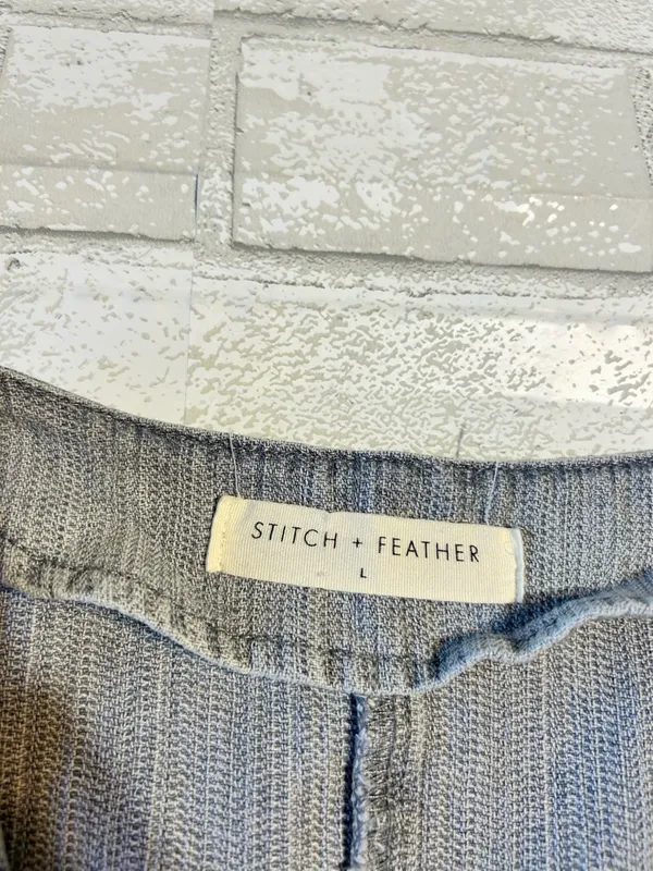 Stitch & Feather Light Blue Denim Romper Size L - Image 3