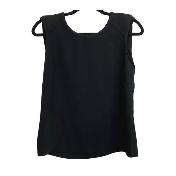 ZARA Perfect Sleeveless Lightweight Blouse Open V Neck Key Hole Back Small Black - Image 2