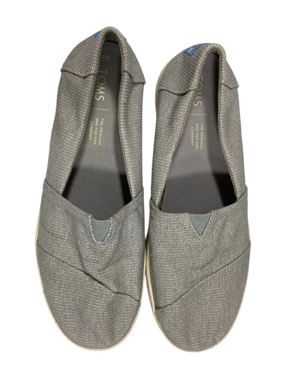 TOMS Classic Slip On Shoes Gray Textured Canvas Women’s Size 7.5 Casual Flats - Image 2
