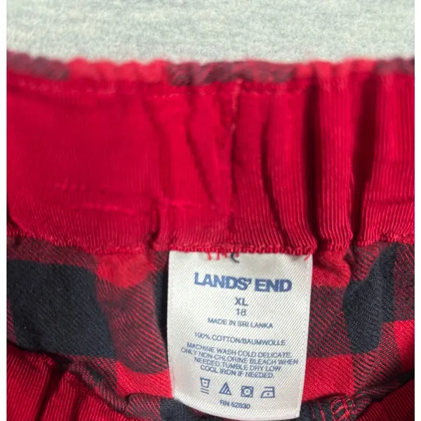 Lands End Pajama Pants Womens XL Buffalo‎ Check Flannel Red Black Cotton - Image 3