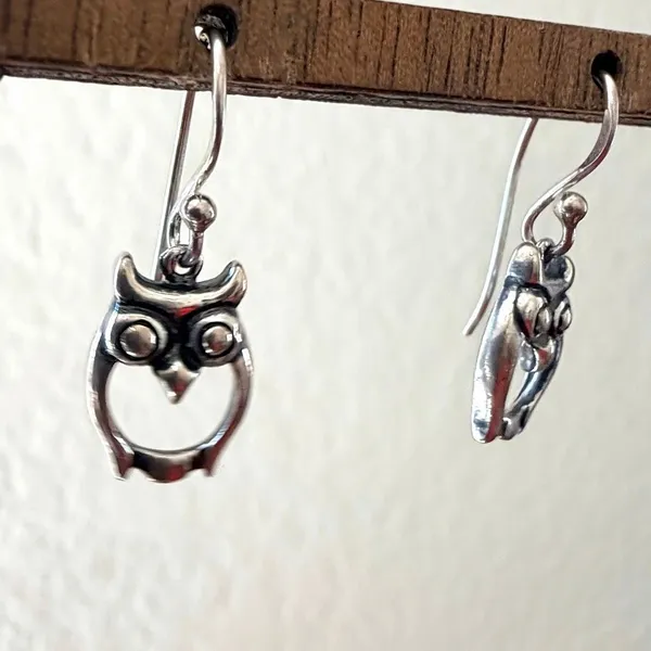 Sterling Silver Owl Dangle Earrings - Image 3