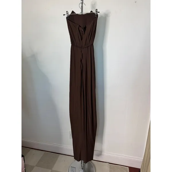 Deme by Gabriella Brown Corset Draped Strapless Maxi Dress Size S - Image 6