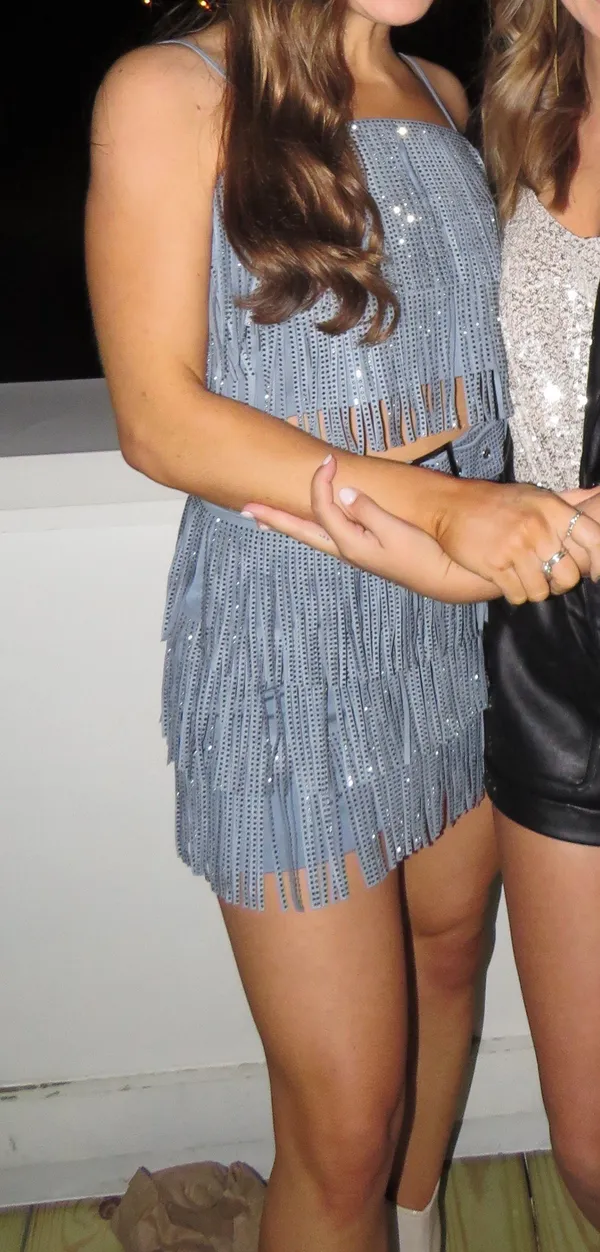 South Boutique Blue fringe Two Piece Set - Image 2