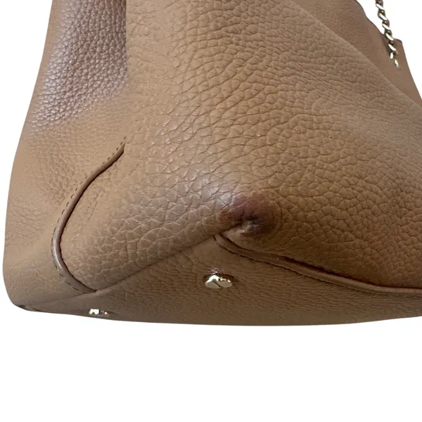 Tory Burch Pebbled Leather Chain Tote‎ Brown Camel Slouchy Bag - Image 8