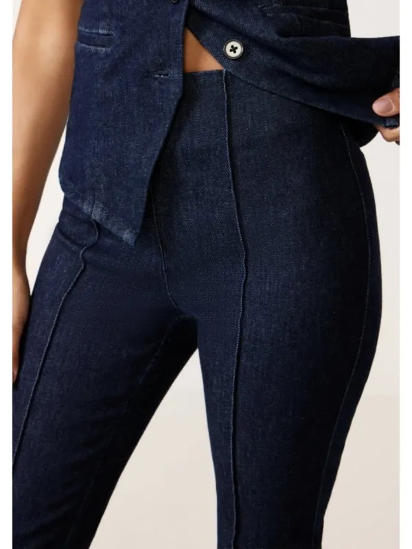 Spanx EveryWear Zero Waistband Micro Flare Jeans Raw Indigo High-Rise Seamed XS - Image 4