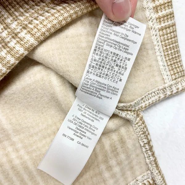 J. Crew Plaid Turtleneck Sweatshirt Womens Size M Tan‎ Glen Check Fleece - Image 7