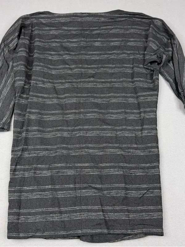 Athleta Womens XXS Gray Metallic Lurex Stripe 3/4 Sleeve Stretch Top 930305 - Image 5