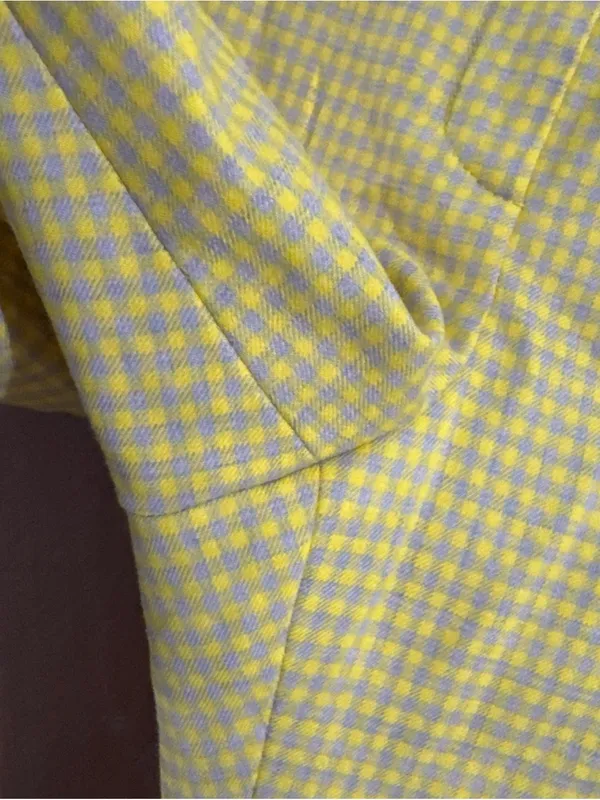Boden Yellow Gray Check Wool Blend Straight Leg Ankle Pants Pockets Size 10R - Image 3