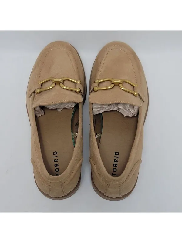 Torrid Clean Faux Suede Chunky Buckle Platform Tan Loafers Size 10 WW - Image 4