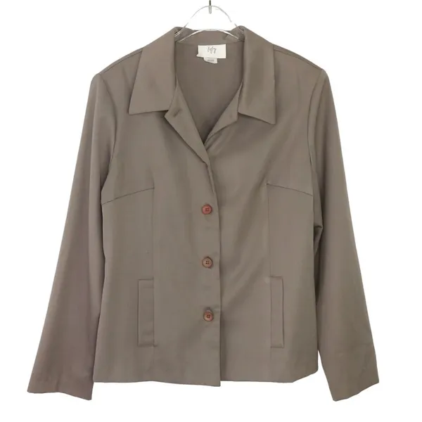 Topy 1990s VIntage Taupe Tan Blazer Jacket Neutral Oversized Large - Image 2