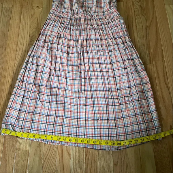 Loft Midi Dress Womens 4 Orange Blue Plaid Western Cowgirl Farm Cotton - Image 3
