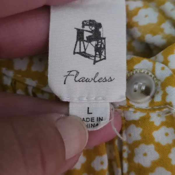 Flawless Mustard Floral Dream Shift Blouse Size Large Bohemian Spring Cottage - Image 6