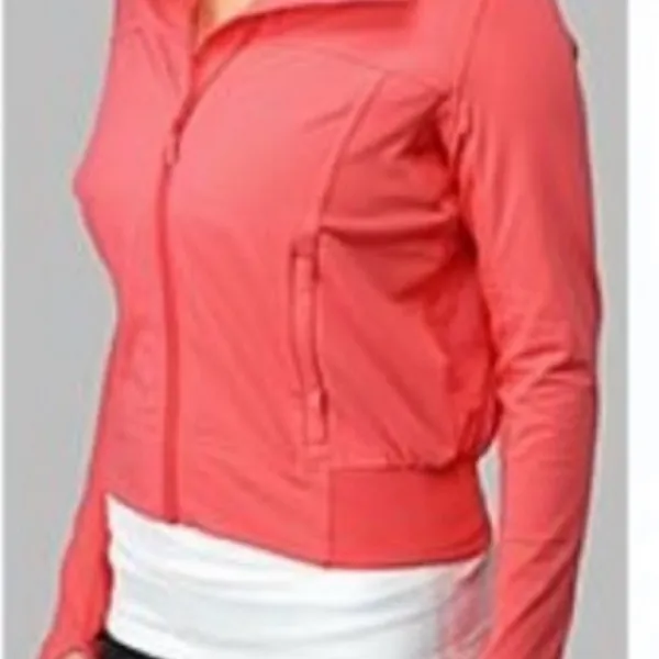 Lululemon coral full zipper long sleeve jacket Tadasana yoga athletic zip pocket - Image 2