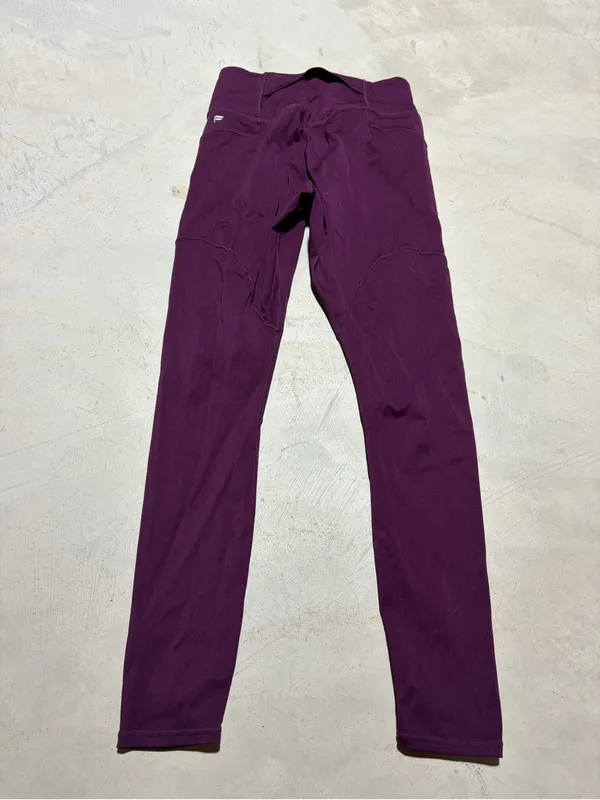Fabletics motion365 Purple Stretch Active Leggings with Yellow Drawcord medium - Image 3