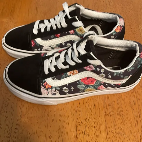Vans Unisex Old Skool Sneakers Multicolor Black Floral Suede Low Top - Image 2