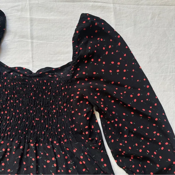 Julia Sweetheart Cherry Print Long Sleeve Top Blouse - Image 8