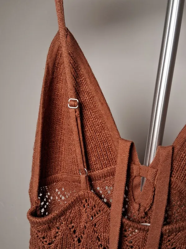 Abercrombie & Fitch Rust Knit Maxi Dress Spaghetti Straps size Medium - Image 8