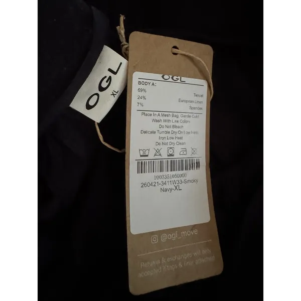 NWT OGL Soft Linen Knit Gathered A Line Maxi Skirt Size XL Navy Blue Pockets - Image 5