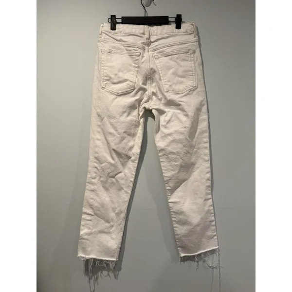 Topshop Jeans Women 29** White High Rise Raw Hem Travel Coastal Cottage Vacation - Image 2